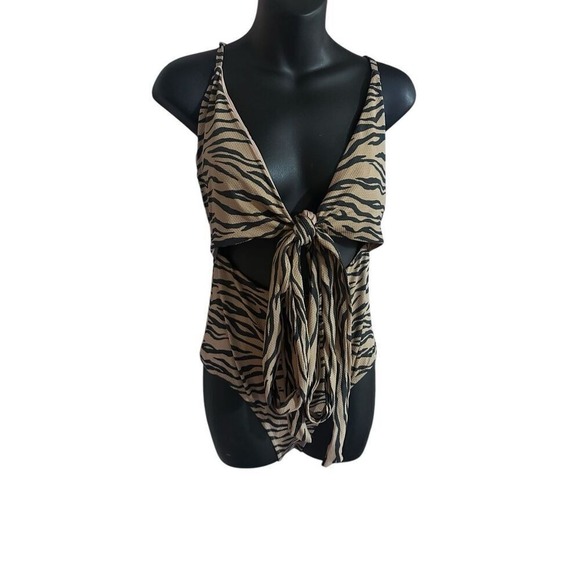 aerie Other - NEW WITH TAGS beautiful Aerie Swimsuit Womens size Large Tan Black Tiger Print W